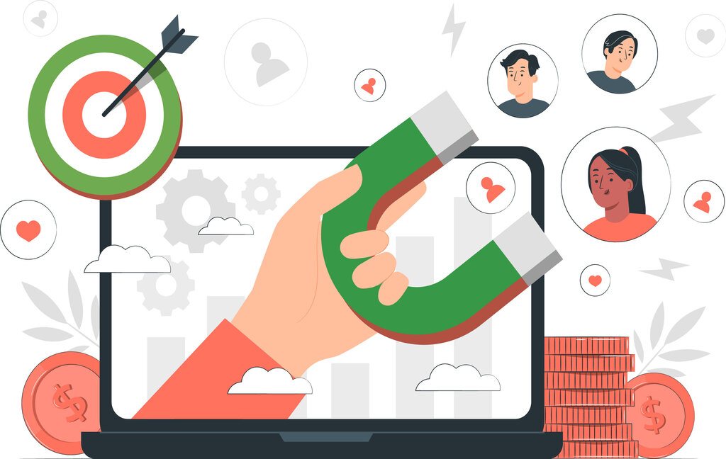 mano con iman atrayendo personas nuevas